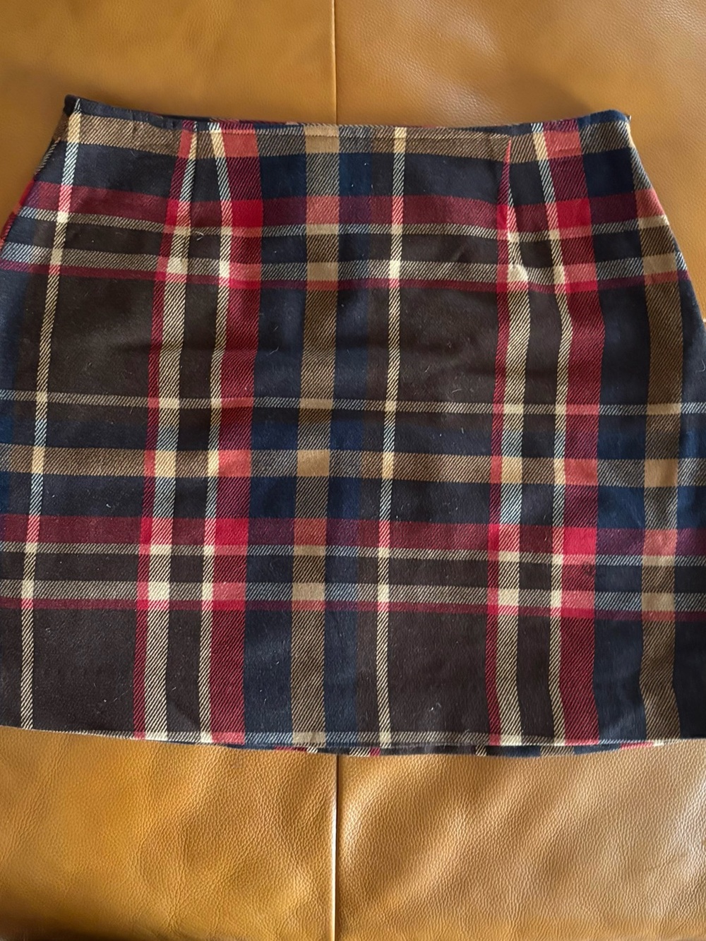 The Limited Plaid Mini Skirt in Navy, Red & Tan